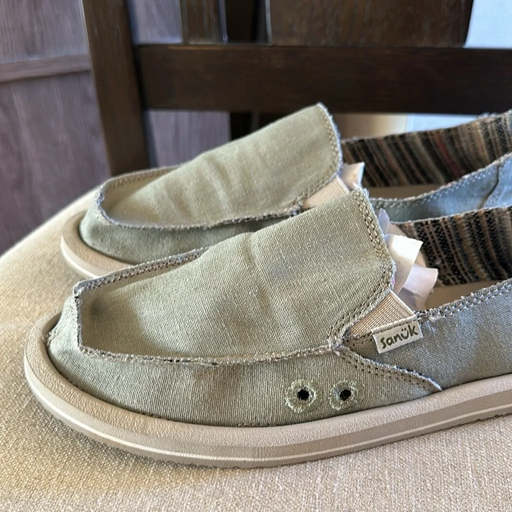 Sanuk Men’s Sidewalk Surfers Slip On Lightweight Shoes Sage Green Size 9 - Picture 3 of 10